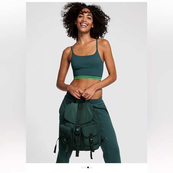 PINK Victoria’s Secret Nylon Cargo Green Backpack - Picture 3 of 8